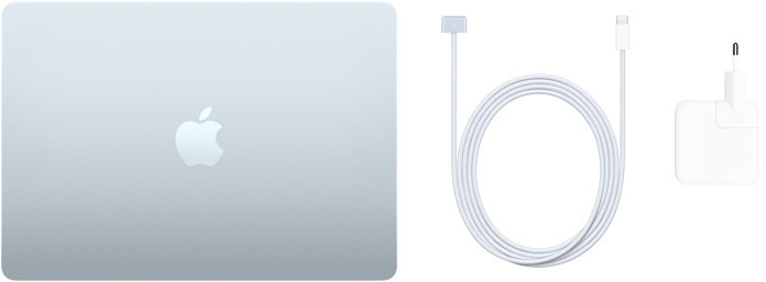 13palcový MacBook Air, USB‑C / MagSafe 3 kabel a 30W USB‑C napájecí adaptér