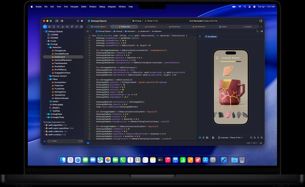  Scherm van een MacBook Pro met een app die wordt geprogrammeerd in Xcode