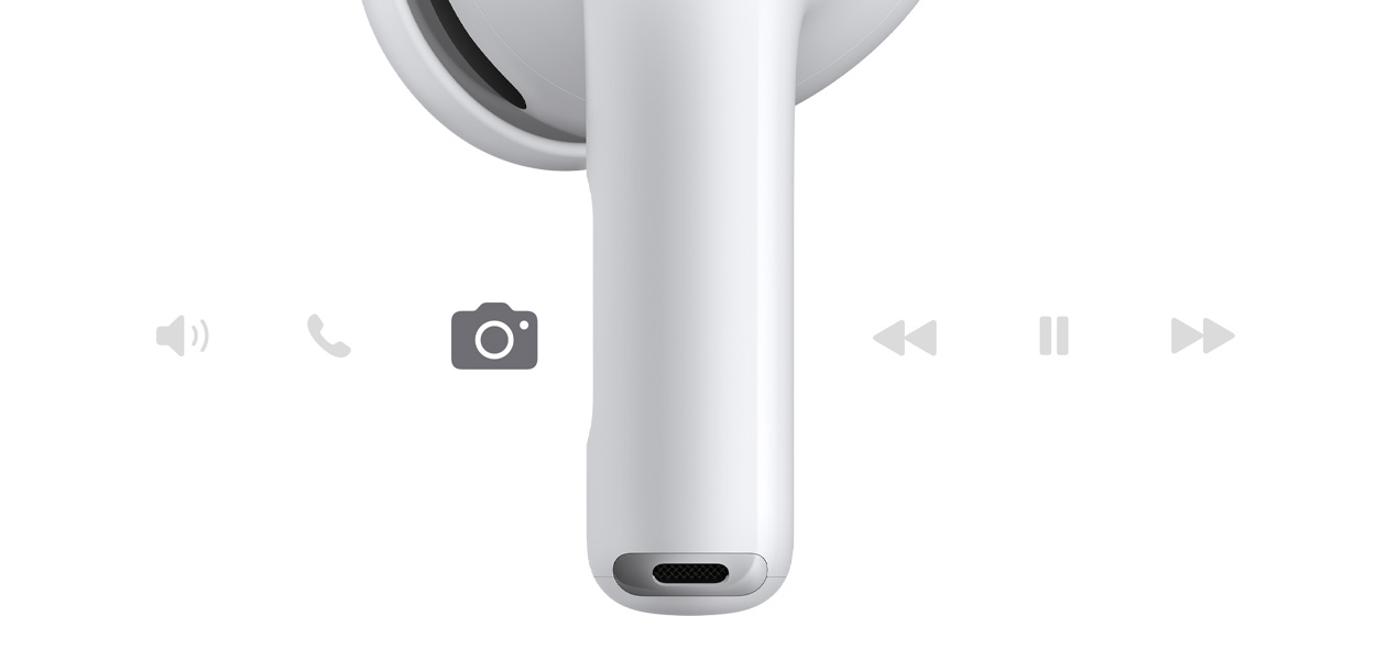 AirPods&nbsp;Pro&nbsp;3، سماعة رأس لاسلكية، لون أبيض، جذع قصير