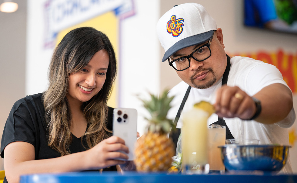 The team shoots engaging content on iPhone to share with their customers.